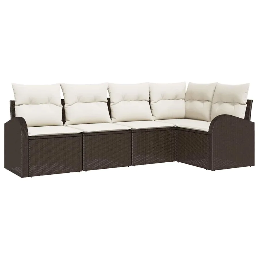 Ensemble de Canapés avec coussin 5 pcs Marron Polyester - 2
