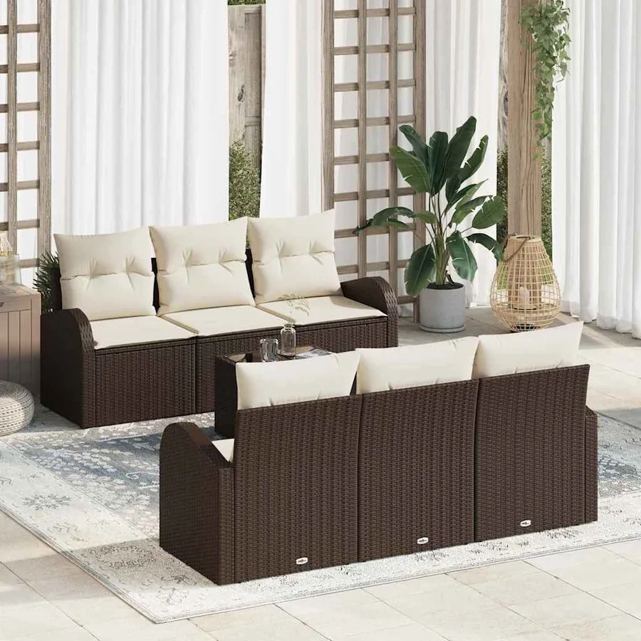 Ensemble de canapé de jardin Marron 55 x 55 x 37 cm polyrotin