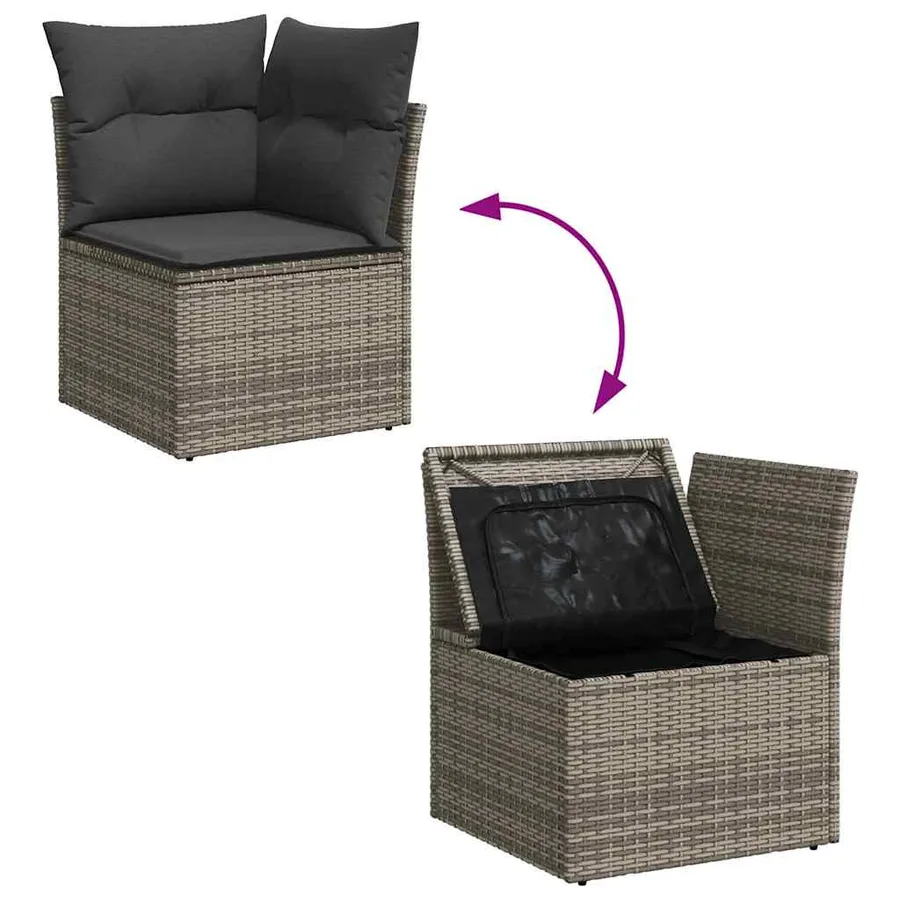 Ensemble de canapé de jardin avec coussin 7 pcs Gris - 12