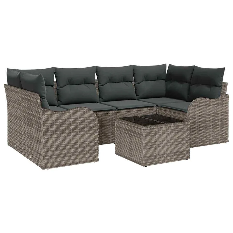 Ensemble de canapé de jardin avec coussin 7 pcs Gris - 2