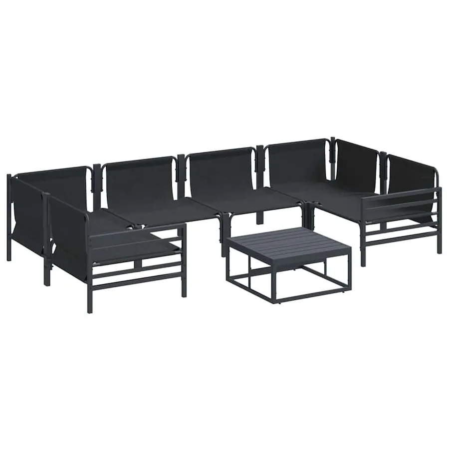 Ensemble de canapé de jardin avec coussin 7 pcs Noir Acier - 6