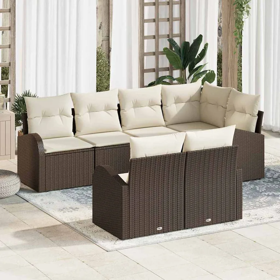 Ensemble de canapé de jardin Marron polyrotin