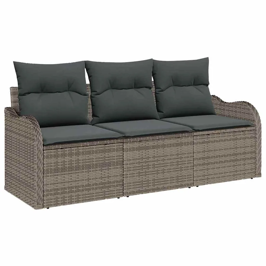 Ensemble de canapé de jardin 3 pcs Gris Poly rotin - 2