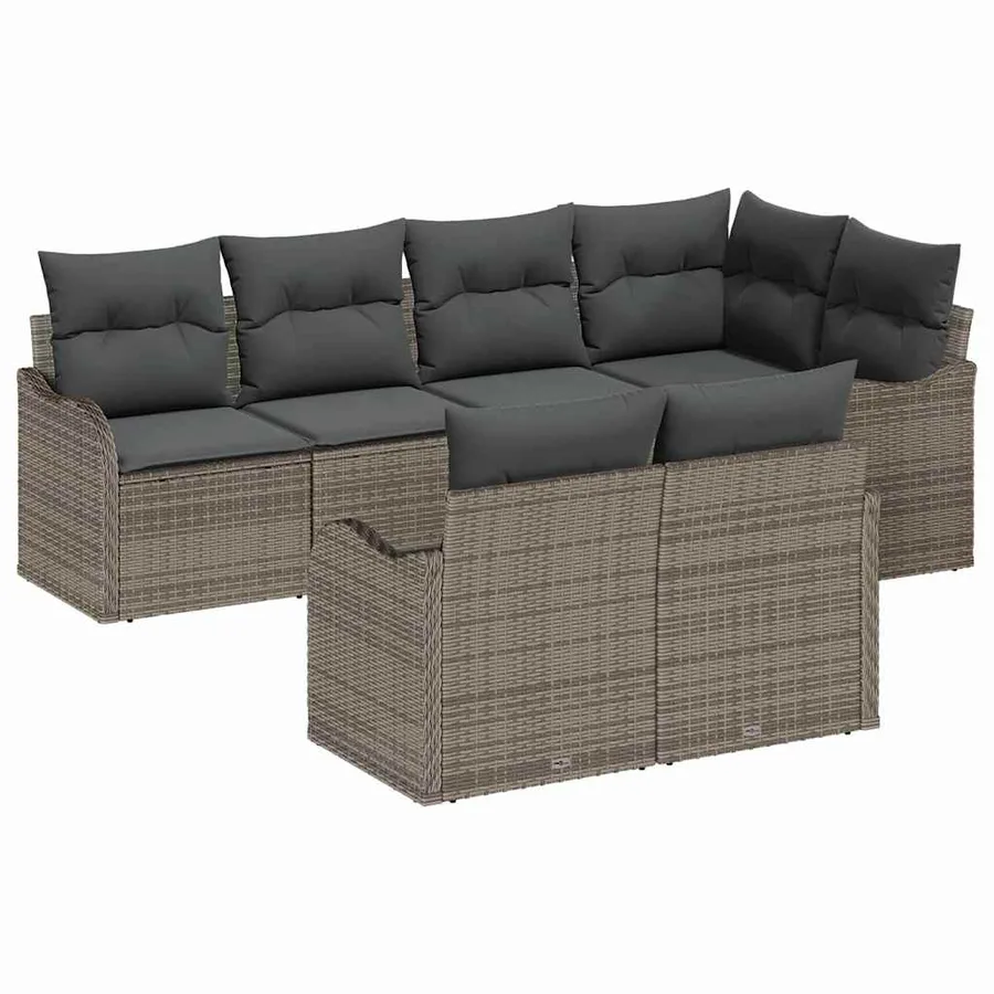 Ensemble de canapé de jardin 7 pcs Gris Poly rotin - 2