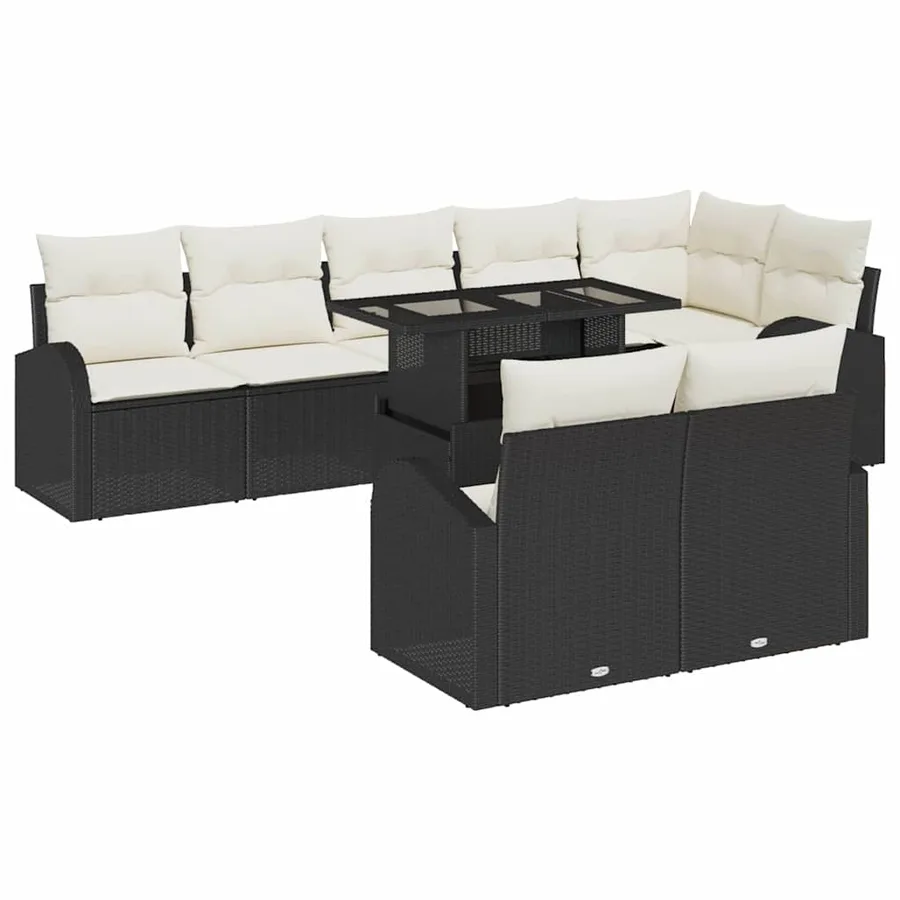 Ensemble de canapé de jardin 9 pcs Noir Poly rotin - 2