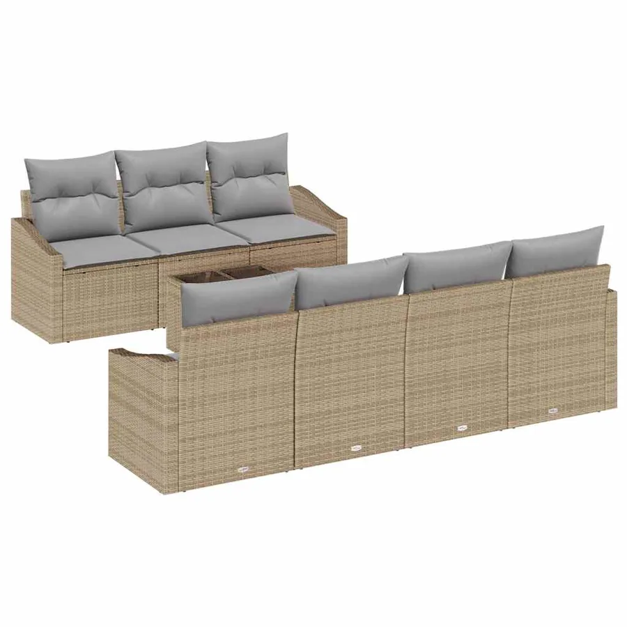 Ensemble de Canapés 8 pcs Beige et Gris clair polyrotin - 2