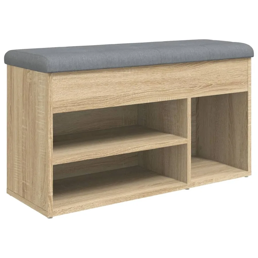 Banc à chaussures chêne sonoma 82x32x45,5 cm bois d'ingénierie - 2