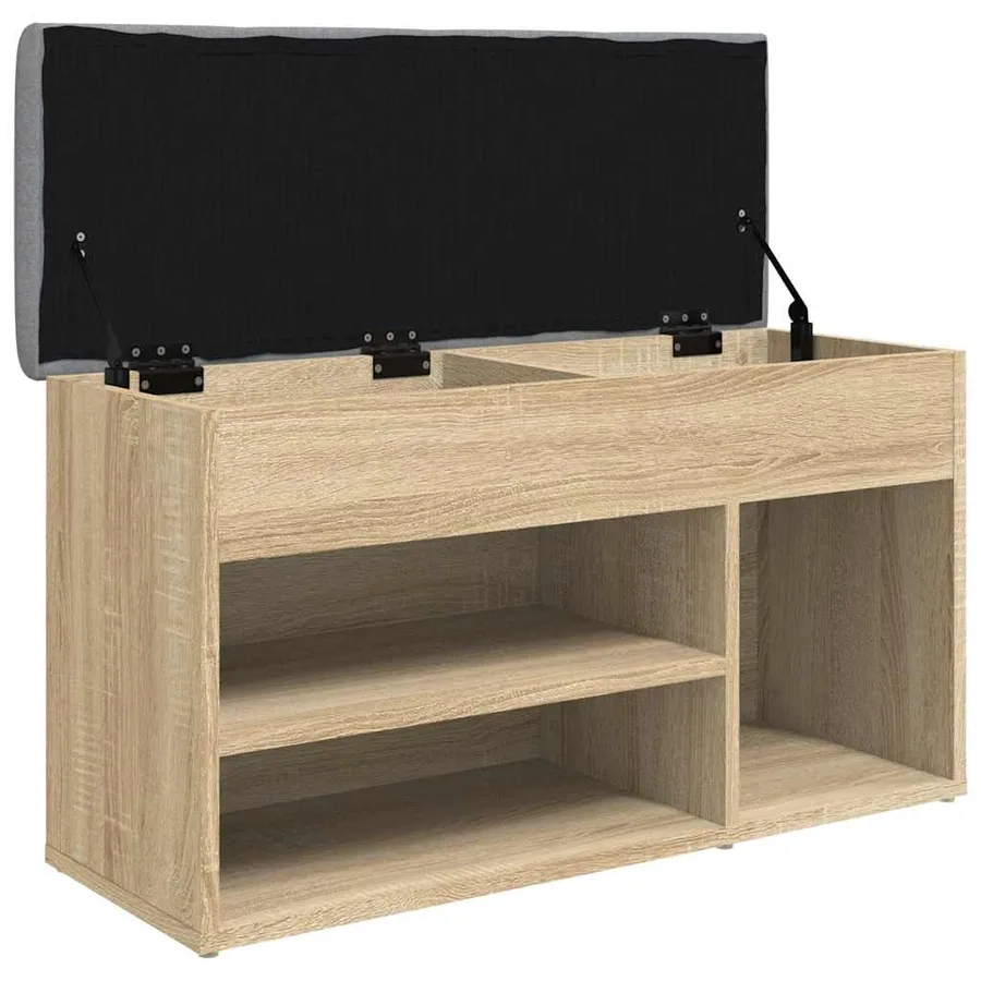 Banc à chaussures chêne sonoma 82x32x45,5 cm bois d'ingénierie - 5
