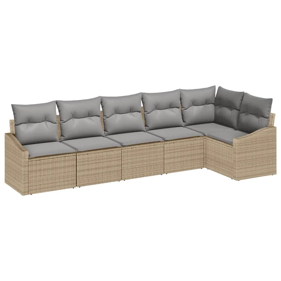Ensemble de Canapés avec coussin 6 pcs Beige polyrotin - 2