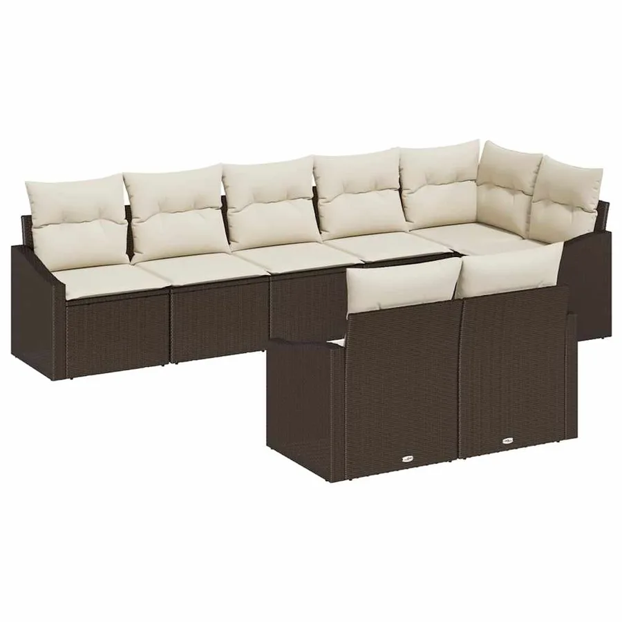 Ensemble de Canapés avec coussin 8 pcs Marron polyrotin - 2