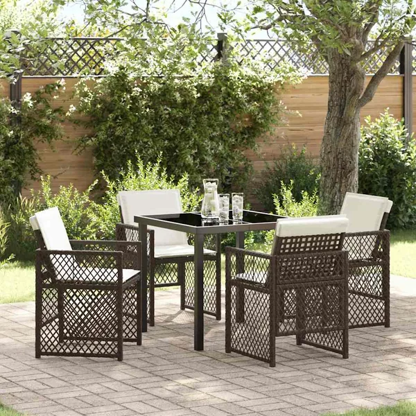 Ensemble de salle à manger pour jardin 5 pcs Marron polyrotin
