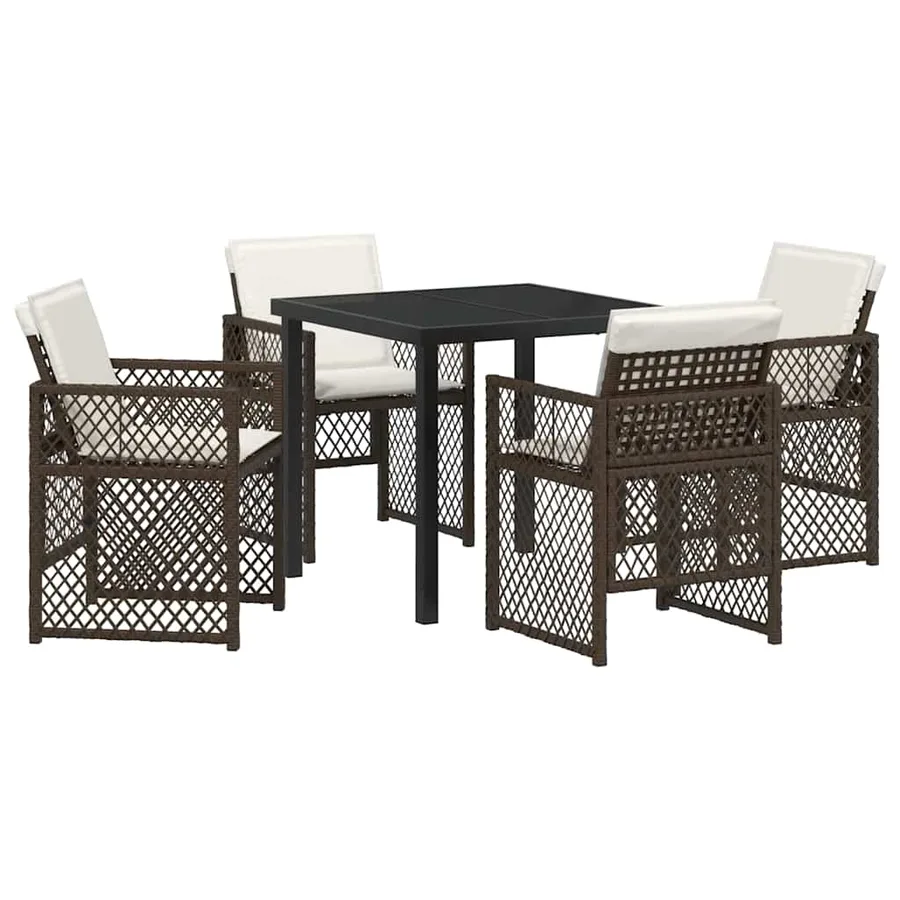 Ensemble de salle à manger pour jardin 5 pcs Marron polyrotin - 2