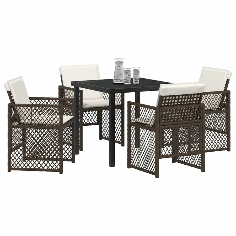 Ensemble de salle à manger pour jardin 5 pcs Marron polyrotin - 3