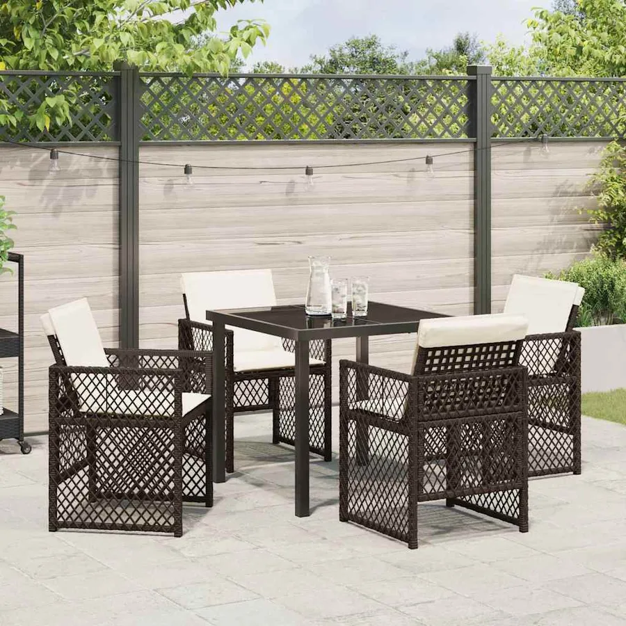 Ensemble de salle à manger pour jardin 5 pcs Marron polyrotin - 4