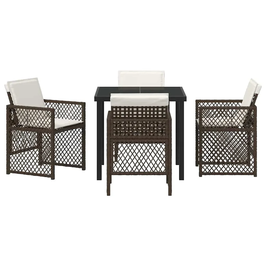 Ensemble de salle à manger pour jardin 5 pcs Marron polyrotin - 7