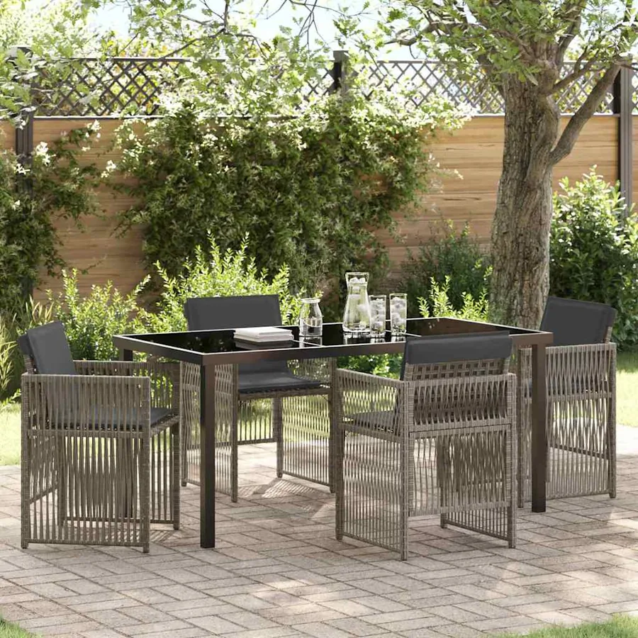 Ensemble de salle à manger pour jardin 5 pcs Gris