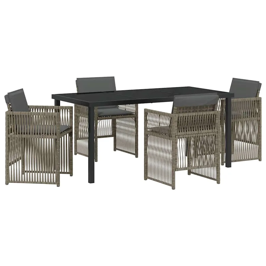 Ensemble de salle à manger pour jardin 5 pcs Gris - 2