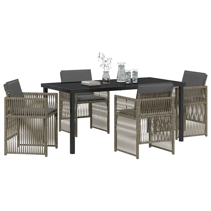 Ensemble de salle à manger pour jardin 5 pcs Gris - 3