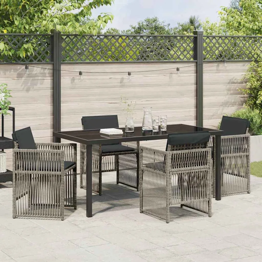 Ensemble de salle à manger pour jardin 5 pcs Gris - 4