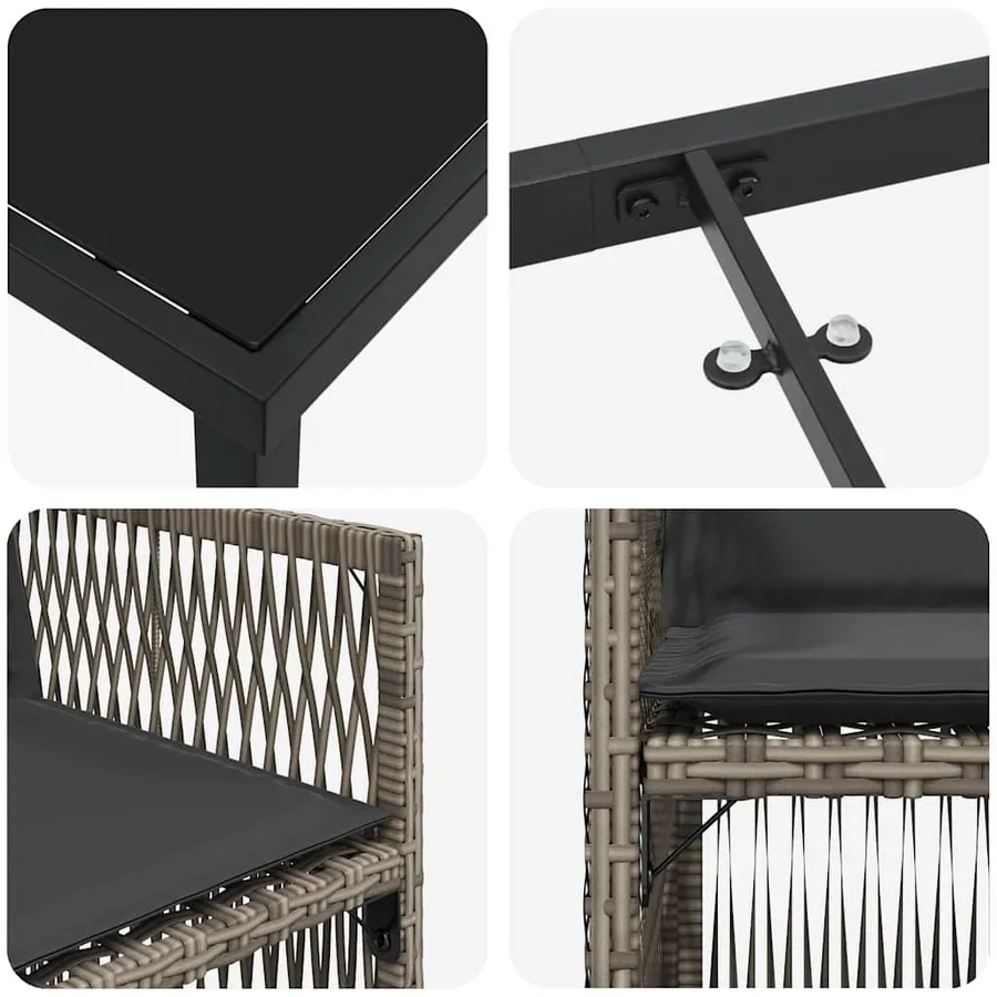 Ensemble de salle à manger pour jardin 5 pcs Gris - 9
