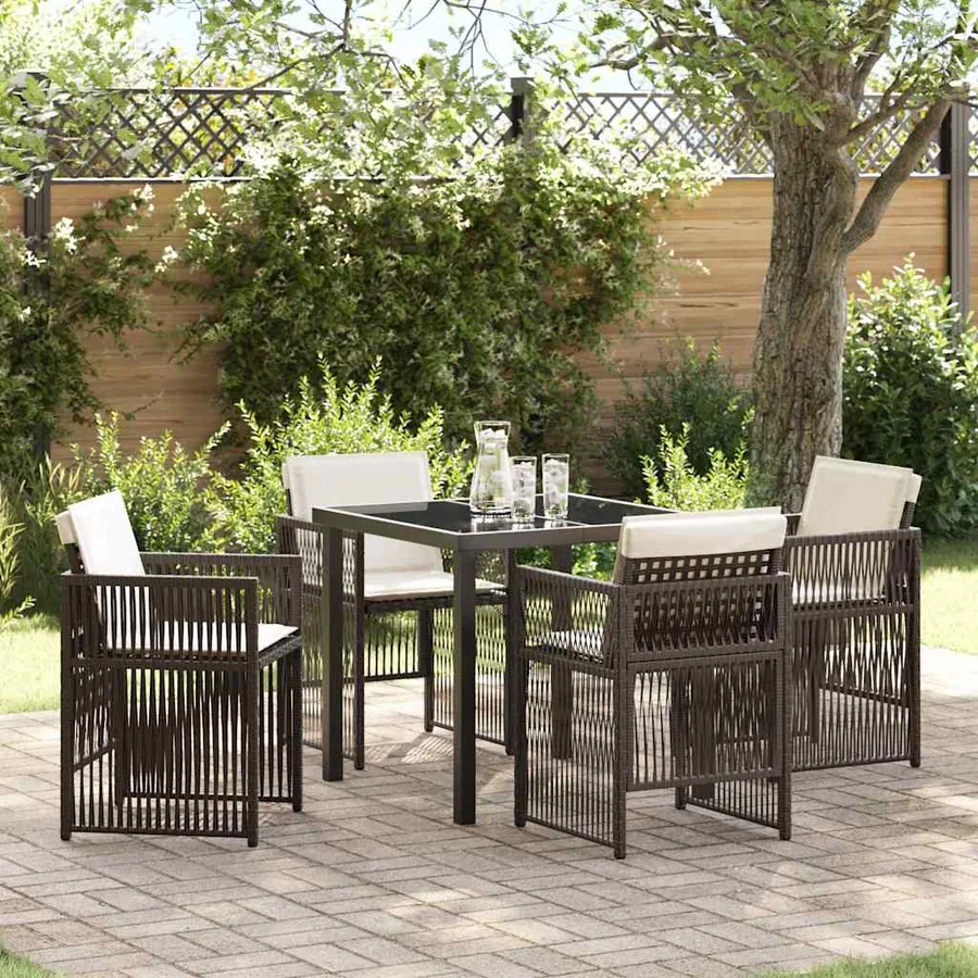 Ensemble de salle à manger pour jardin 5 pcs Marron