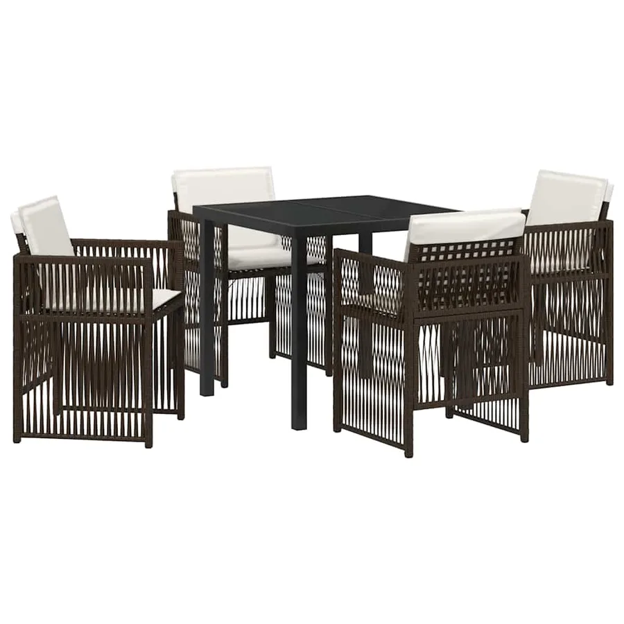 Ensemble de salle à manger pour jardin 5 pcs Marron - 2