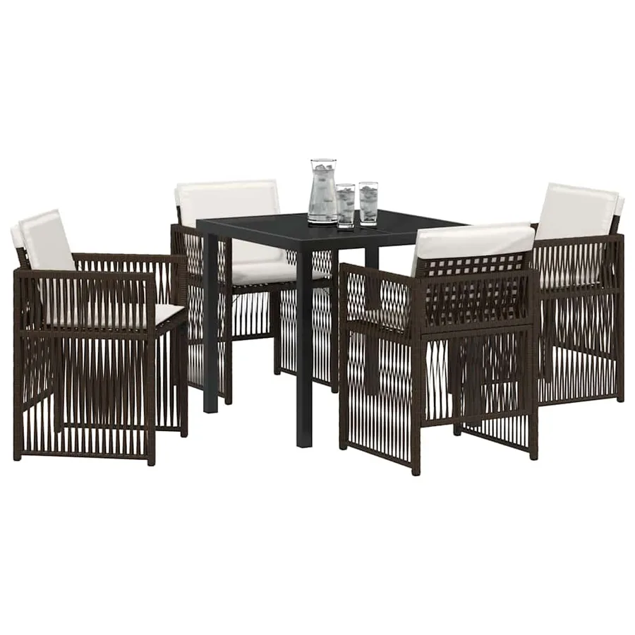 Ensemble de salle à manger pour jardin 5 pcs Marron - 3