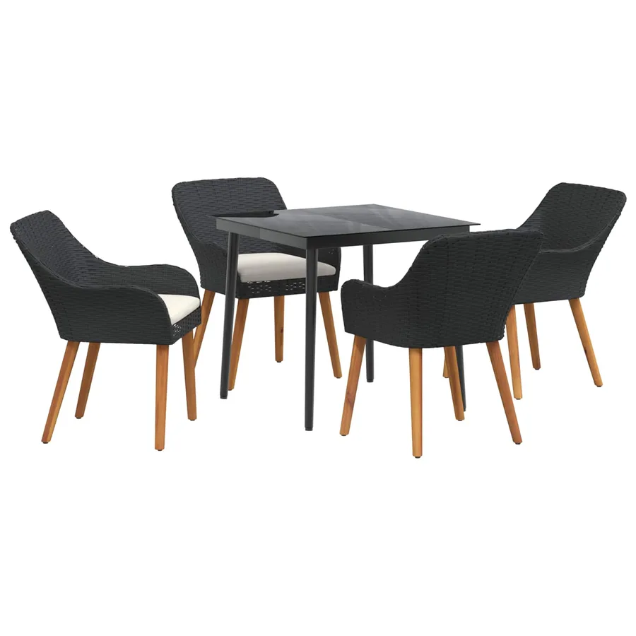 Ensemble de salle à manger pour jardin 5 pcs Noir polyrotin - 2
