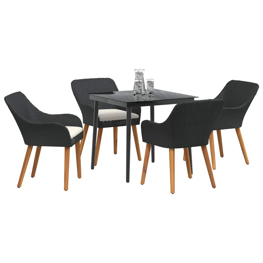 Ensemble de salle à manger pour jardin 5 pcs Noir polyrotin - 3