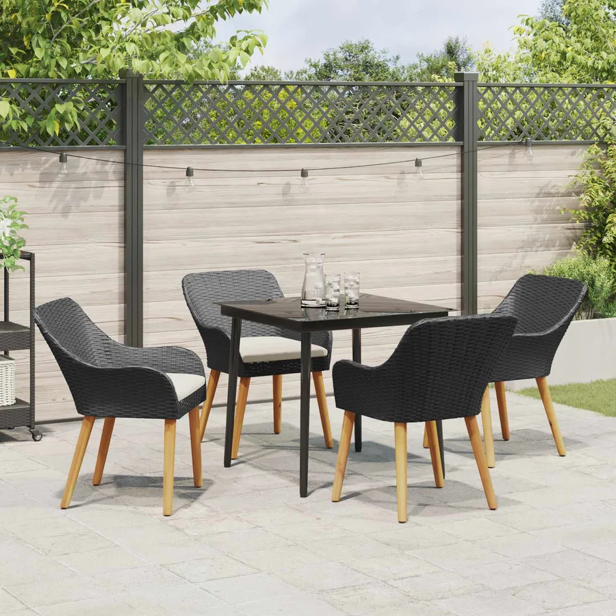 Ensemble de salle à manger pour jardin 5 pcs Noir polyrotin - 4
