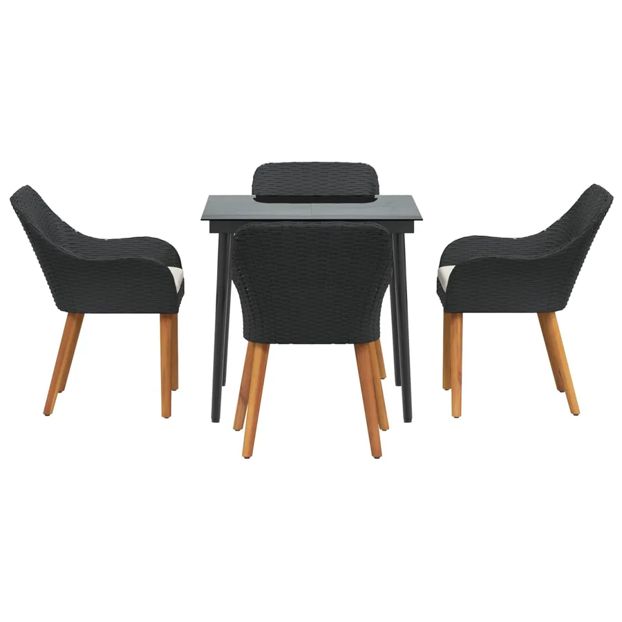 Ensemble de salle à manger pour jardin 5 pcs Noir polyrotin - 7
