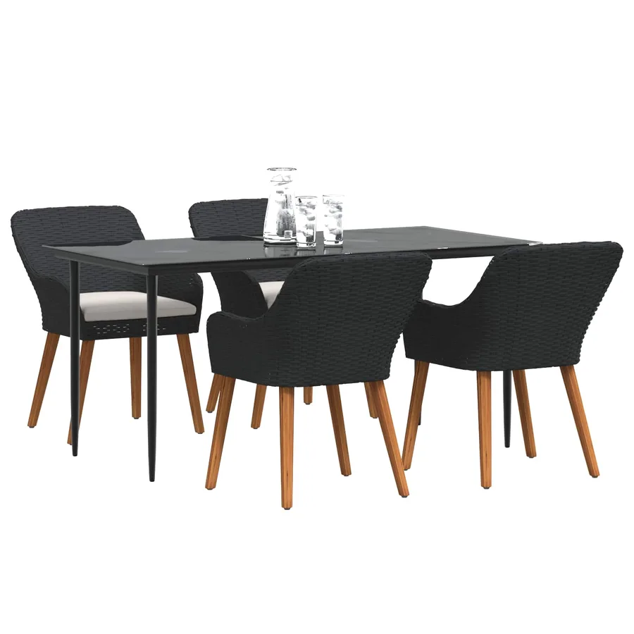 Ensemble de salle à manger pour jardin 5 pcs Noir polyrotin - 2