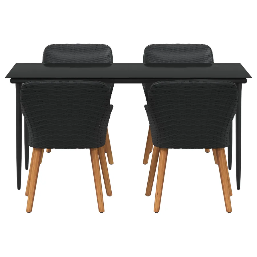 Ensemble de salle à manger pour jardin 5 pcs Noir polyrotin - 3