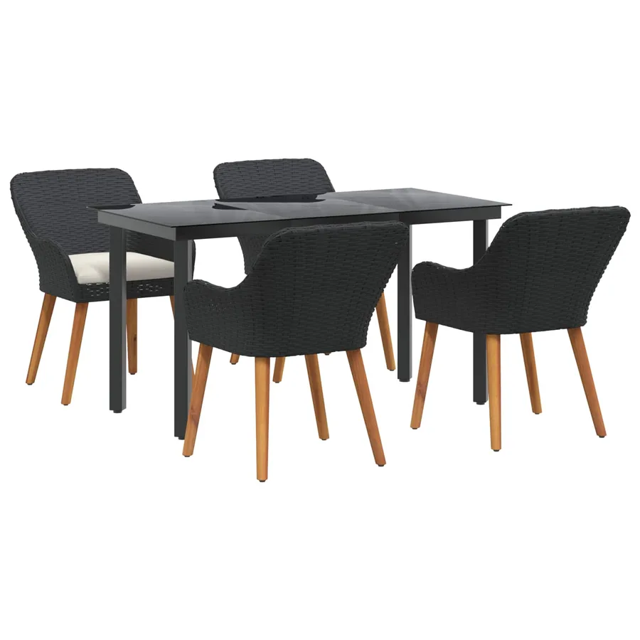 Ensemble de salle à manger pour jardin 5 pcs Noir polyrotin - 2