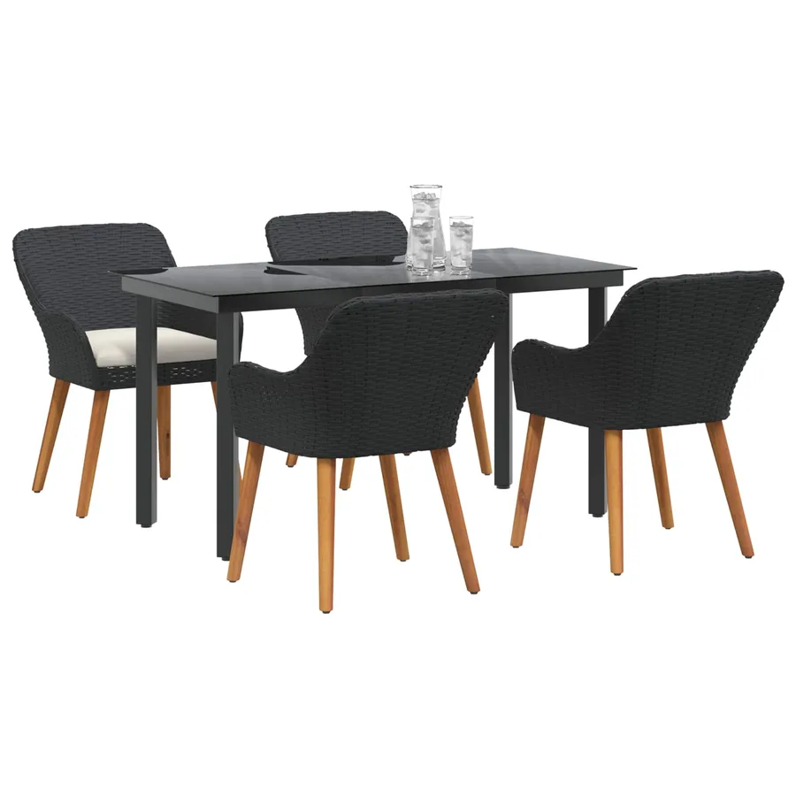 Ensemble de salle à manger pour jardin 5 pcs Noir polyrotin - 3
