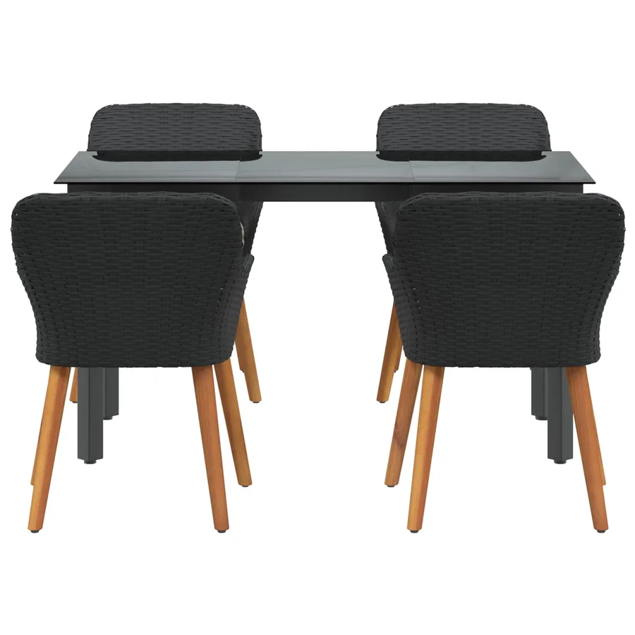 Ensemble de salle à manger pour jardin 5 pcs Noir polyrotin - 7