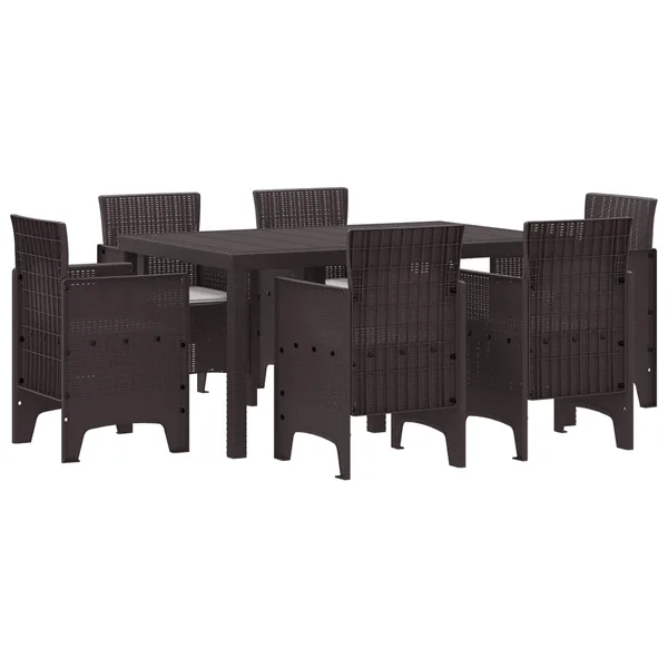 Ensemble de salle à manger pour jardin 7 pcs Marron Rattan Polt