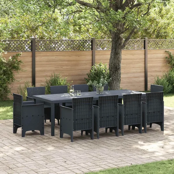 Ensemble de salle à manger pour jardin 11 pcs Anthracite