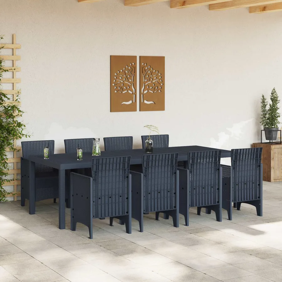Ensemble de salle à manger pour jardin 9 pcs Anthracite - 3