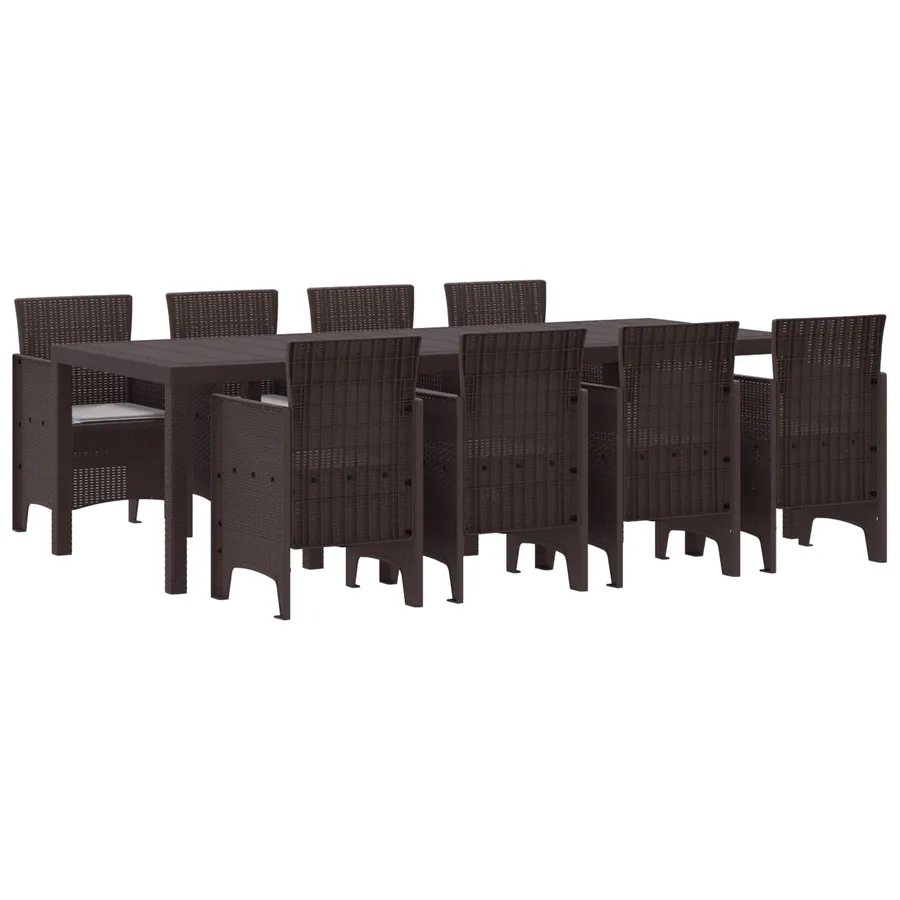 Ensemble de salle à manger pour jardin 9 pcs Marron - 2