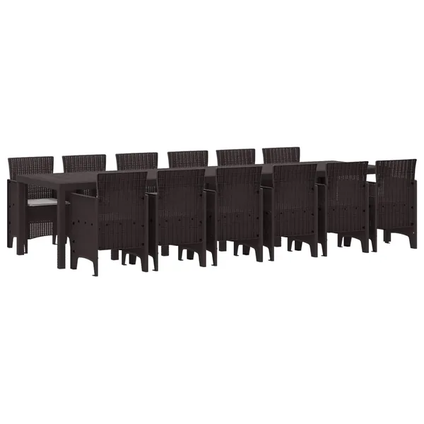 Ensemble de salle à manger pour jardin 13 pcs Marron
