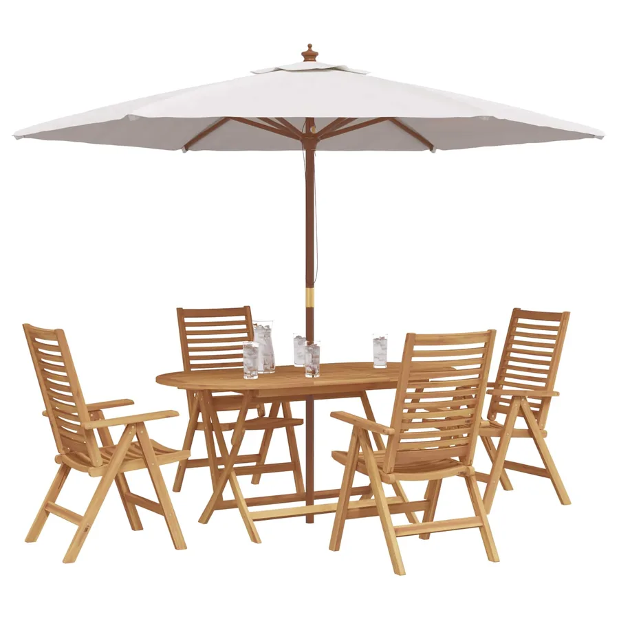 Ensemble de salle à manger pour jardin 5 pcs Marron - 3