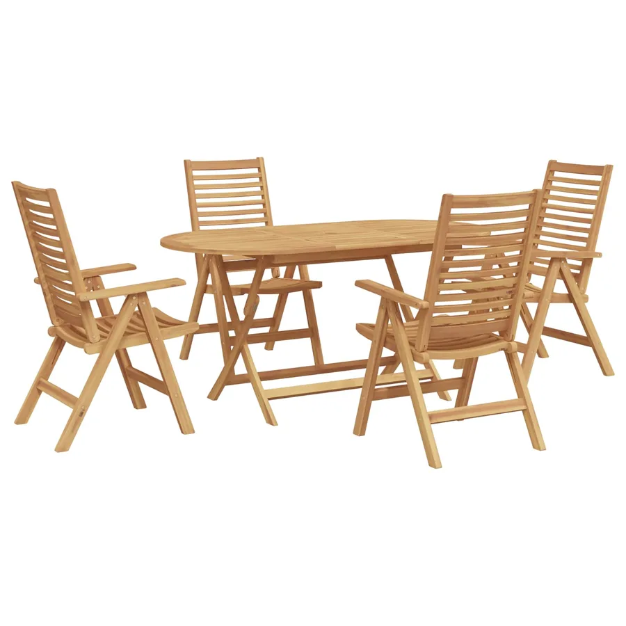 Ensemble de salle à manger pour jardin 5 pcs Marron - 6