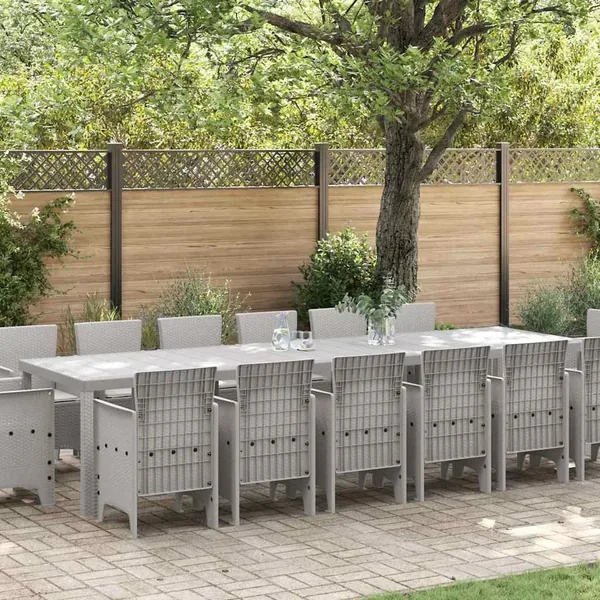 Ensemble de salle à manger pour jardin 15 pcs Gris clair