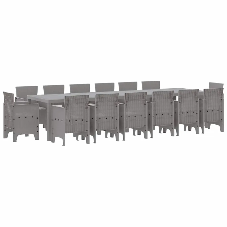 Ensemble de salle à manger pour jardin 15 pcs Gris clair - 2