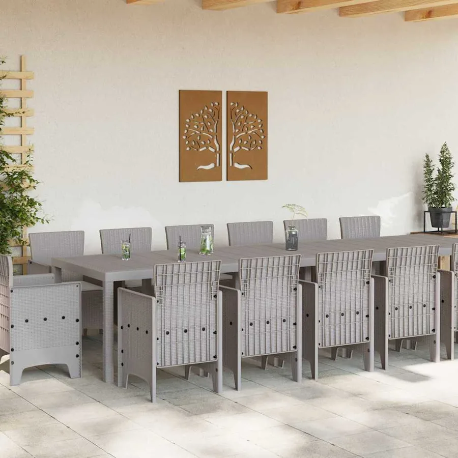 Ensemble de salle à manger pour jardin 15 pcs Gris clair - 3