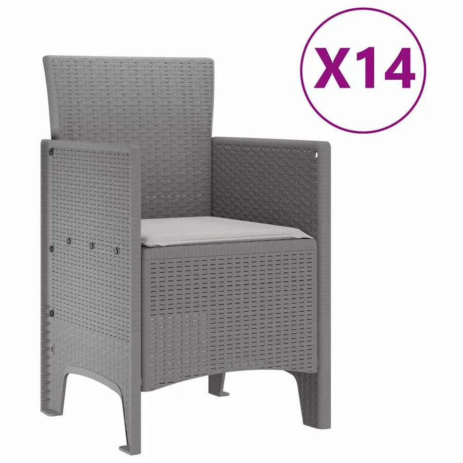 Ensemble de salle à manger pour jardin 15 pcs Gris clair - 5