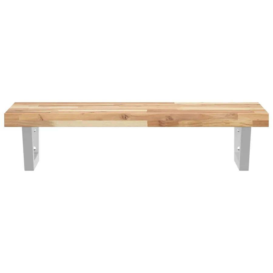 Étagère de vasque murale acier et bois massif d'acacia - 4
