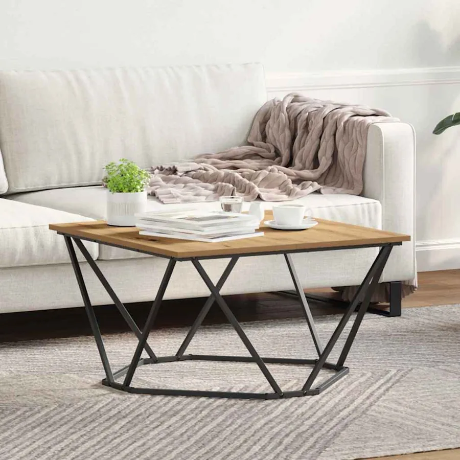 Table basse Chêne artisanal 80 x 80 x 45 cm