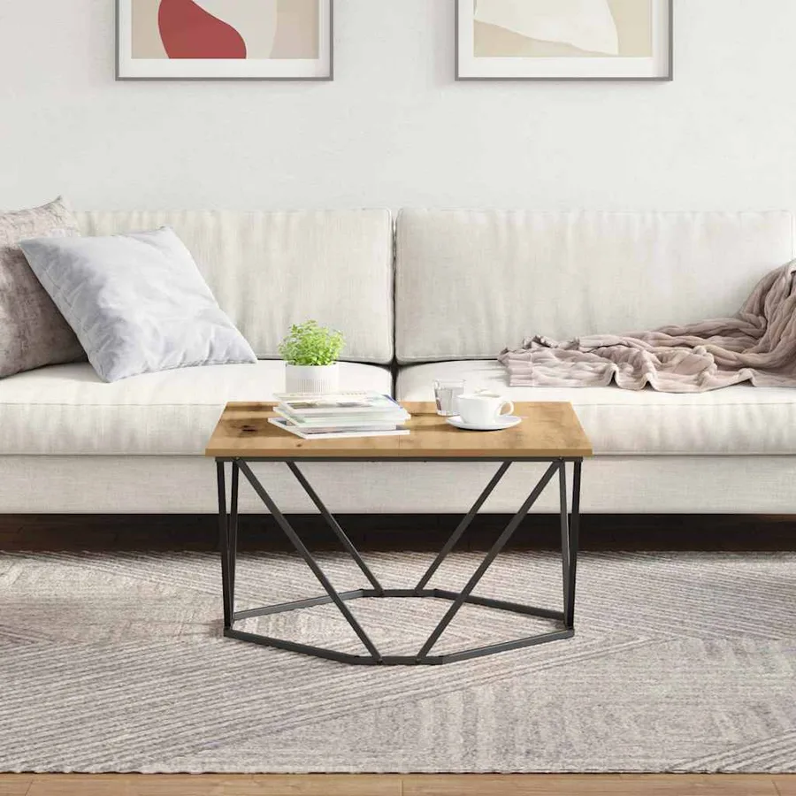 Table basse Chêne artisanal 80 x 80 x 45 cm - 4